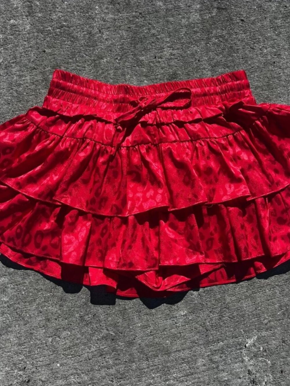 Red Leopard Print Skirt